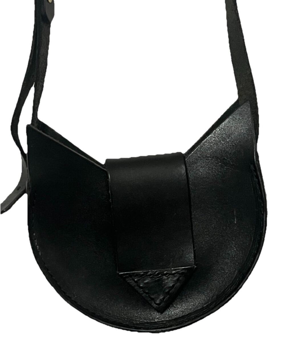 Black Cat Ear Face Thick Leather Punk Grunge Goth Purse Bag Crossbody Long Strap